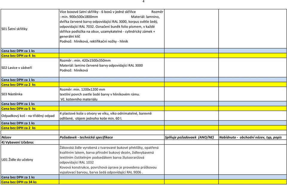 Označení buněk folio písmem, v každé skříňce podložka na obuv, uzamykatelné - cylindrický zámek + generální klíč Podnož: hliníková, rektifikační nožky - hliník Rozměr : min.
