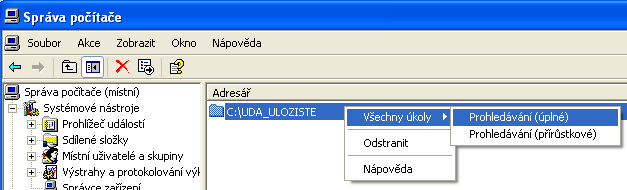 Po chvíli proběhne indexace souborů v adresářích.