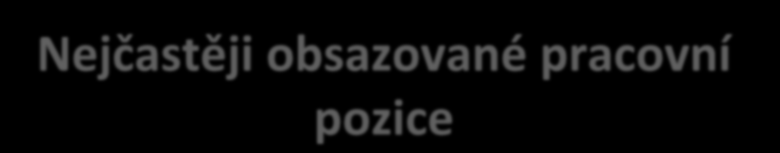 Nejčastěji obsazované pracovní pozice přechodné zaměstnání úklidové práce obsluha (kavárna, cukrárna) administrativní práce pomocné práce v kuchyni práce v obchodě pomocné zahradnické práce údržbář