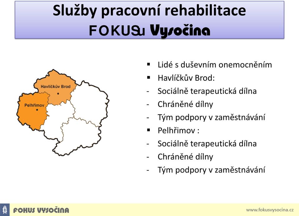 Chráněné dílny - Tým podpory v zaměstnávání Pelhřimov : -