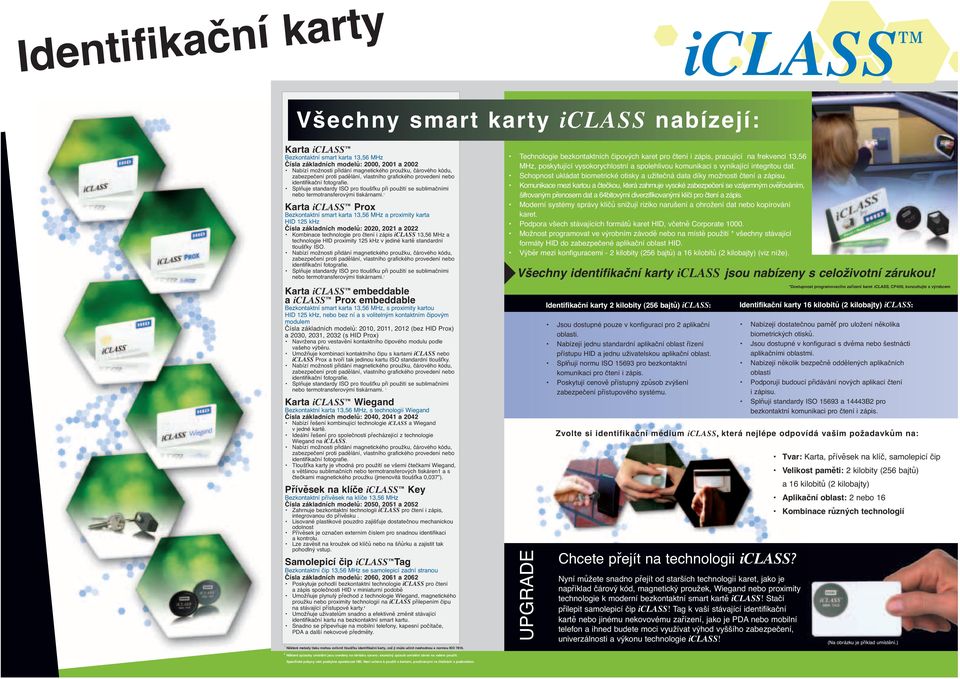 modelů: 00, 0 a 0 Kombinace technologie pro čtení i zápis 3,56 MHz a technologie proximity 5 khz v jediné kartě standardní tloušťky ISO Nabízí možnosti přidání magnetického proužku, čárového kódu,