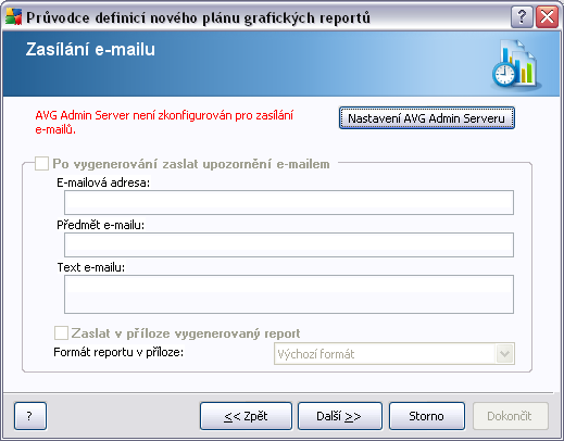 Pokud si budete přát odeslat report nebo notifikaci o vytvoření e-mailem, zaškrtněte políčko Po vygenerování zaslat upozornění e-mailem.