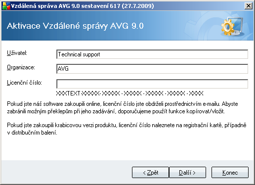 Uživatelská instalace Tato volba vám umožní vybrat jednotlivé komponenty, které budou nainstalovány.