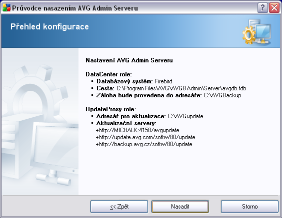 Pro aktualizaci Anti-Spam komponenty prostřednictvím AVG Admin Serveru zaškrtněte volbu Aktualizovat Anti-Spam skrze AVG Admin Server.