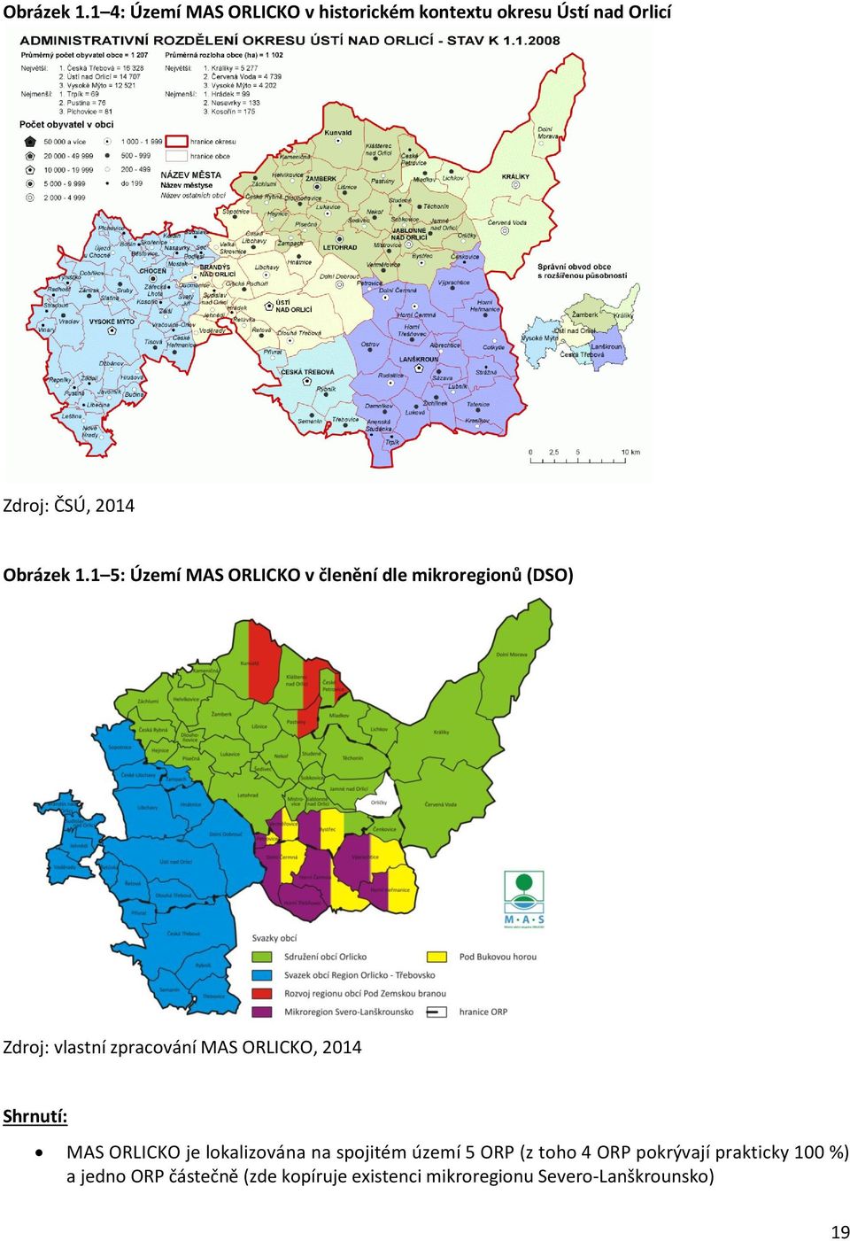 MAS ORLICKO v členění dle mikroregionů (DSO) Zdroj: vlastní zpracování MAS ORLICKO, 2014 Shrnutí: