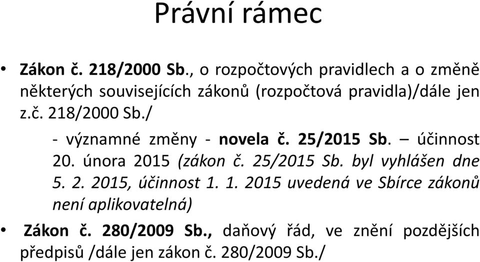 / - významné změny - novela č. 25/2015 Sb. účinnost 20. února 2015 (zákon č. 25/2015 Sb. byl vyhlášen dne 5.