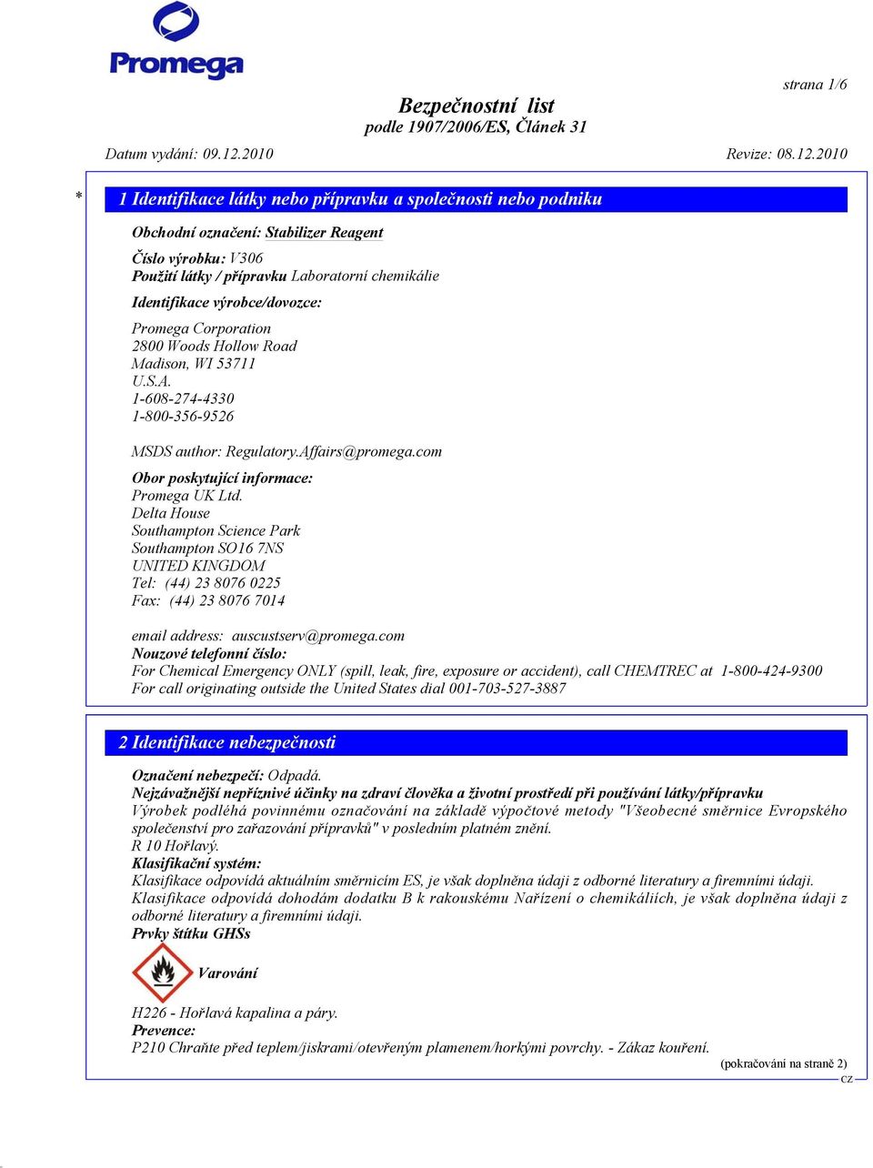 com Obor poskytující informace: Promega UK Ltd.