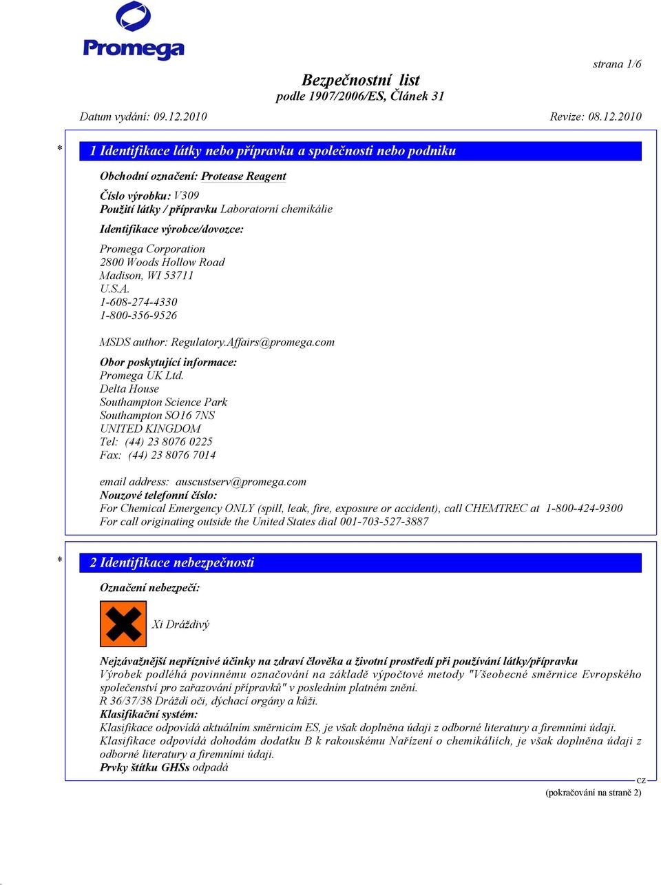 com Obor poskytující informace: Promega UK Ltd.