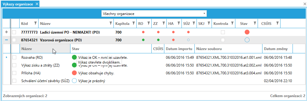 3.5.1 IMPORT DAT ZE SOUBORU Kliknutím na nabídku Importovat výkaz se zobrazí nové okno Import výkazů.