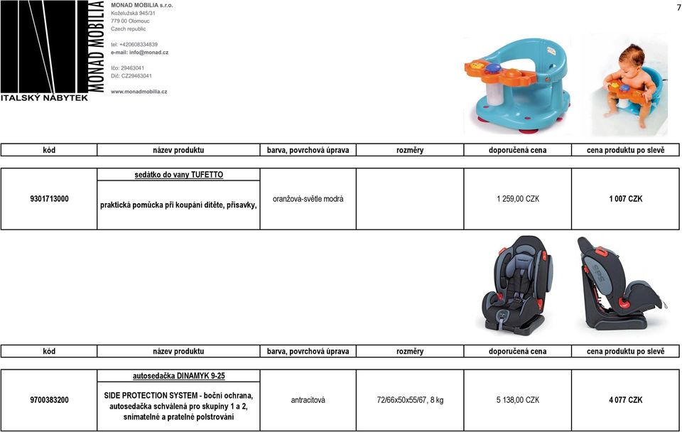 SIDE PROTECTION SYSTEM - boční ochrana, autosedačka schválená pro skupiny 1 a 2,