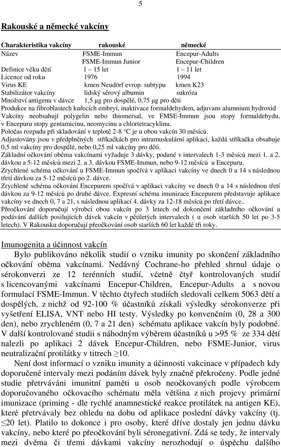 subtypu kmen K23 Stabilizátor vakcíny lidský sérový albumin sukróza Množství antigenu v dávce 1,5 μg pro dospělé, 0,75 μg pro děti Produkce na fibroblastech kuřecích embryí, inaktivace formaldehydem,