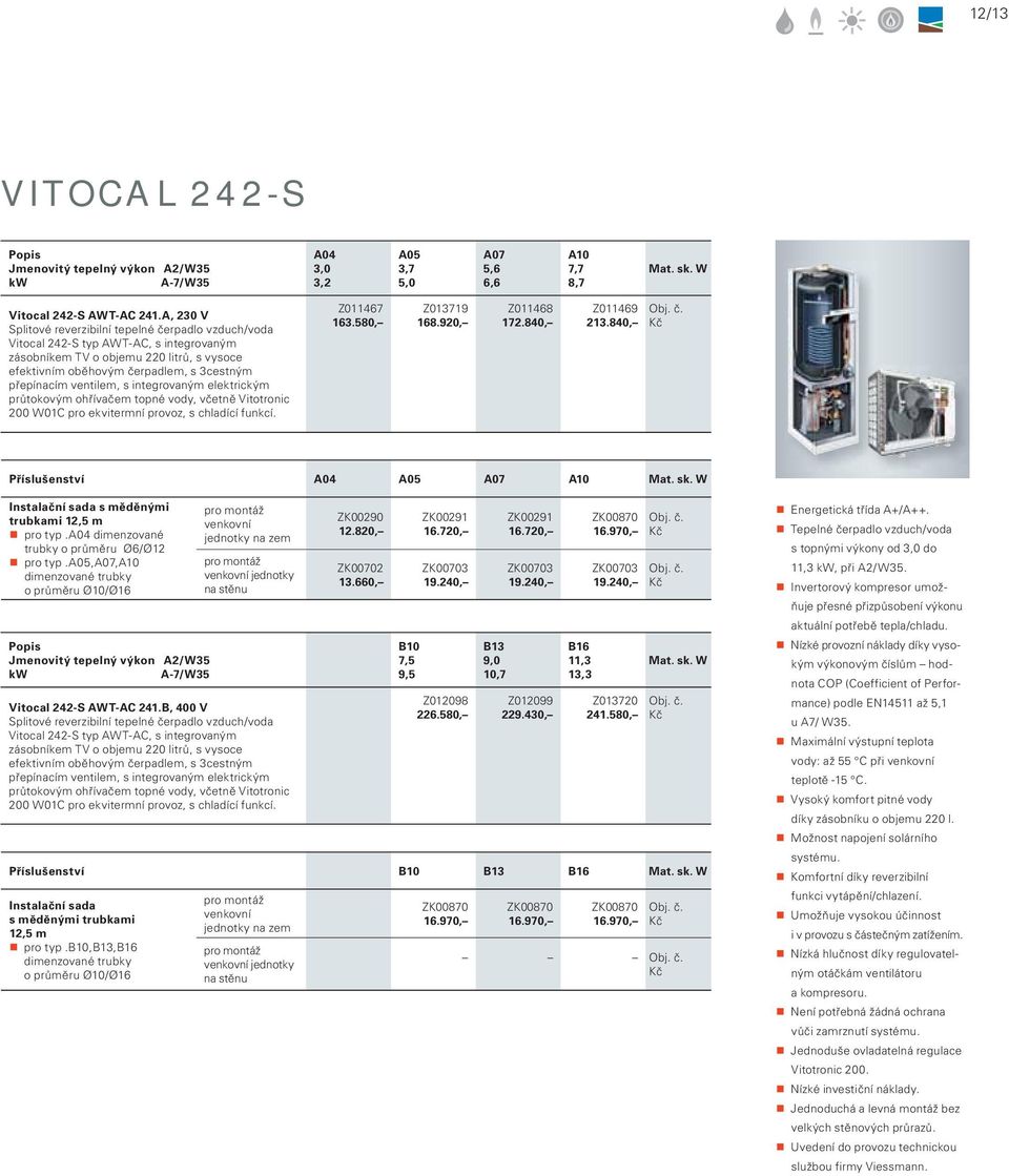 ventilem, s integrovaným elektrickým průtokovým ohřívačem topné vody, včetně Vitotronic 0 W0C pro ekvitermní provoz, s chladící funkcí. Z067 63.580, Z0379 68.9, Z068 72.80, Z069 23.