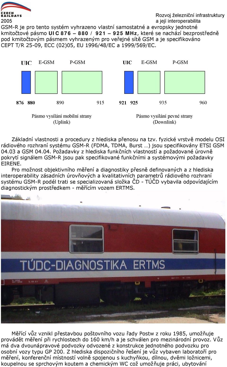 UIC E-GSM P-GSM UIC E-GSM P-GSM 876 880 890 915 Pásmo vysílání mobilní strany (Uplink) 921 925 935 960 Pásmo vysílání pevné strany (Downlink) Základní vlastnosti a procedury z hlediska přenosu na tzv.