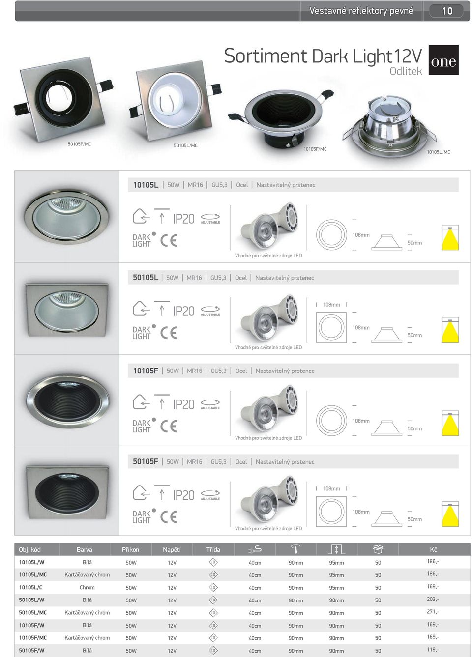 Ocel Nastavitelný prstenec 108mm mm 105F MR16 GU5,3 Ocel Nastavitelný prstenec 108mm 108mm mm 10105L/W 95mm 186,-