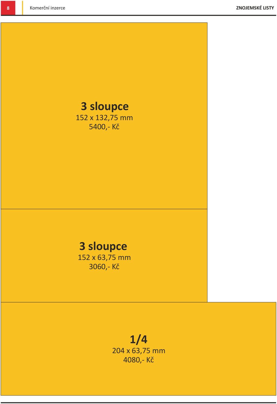 5400,- Kè 3 sloupce 152 x 63,75