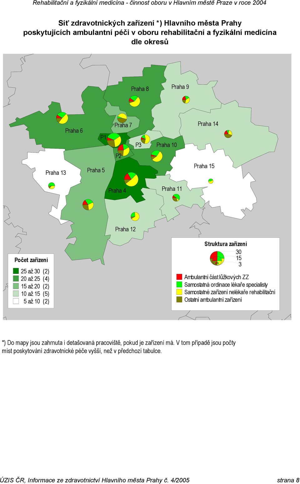 část lůžkových ZZ Samostatná ordinace lékaře specialisty Samostatné zařízení nelékaře rehabilitační Ostatní ambulantní zařízení *) Do mapy jsou zahrnuta i detašovaná pracoviště,