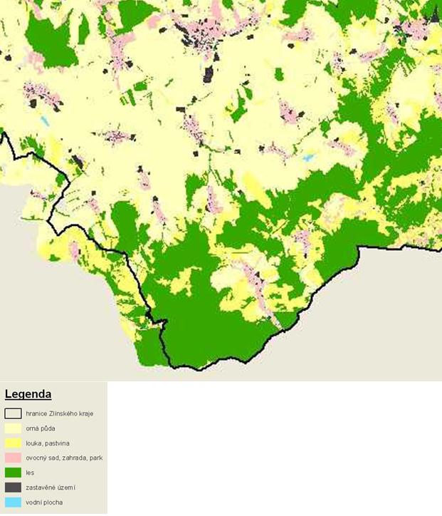 Krajinný pokryv (LAND COVER) Mapa LAND COVER Uherský Brod a