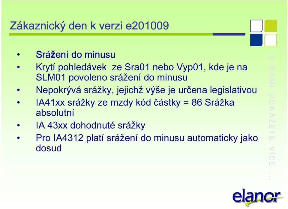 je určena legislativou IA41xx srážky ze mzdy kód částky = 86 Srážka absolutní IA