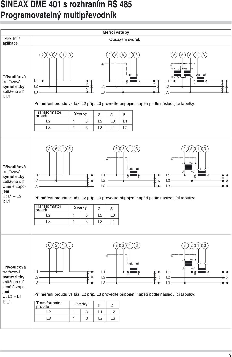 L1 Při měření proudu ve fázi L2 příp.