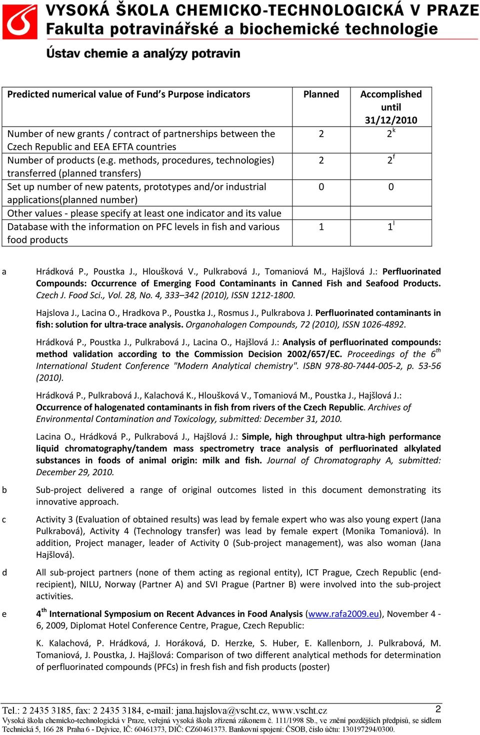 methods, procedures, technologies) 2 2 f transferred (planned transfers) Set up number of new patents, prototypes and/or industrial 0 0 applications(planned number) Other values please specify at