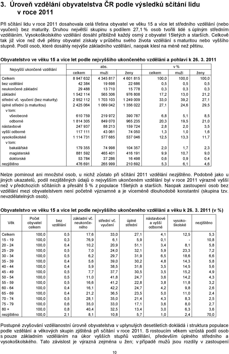 Celkově tak již více než dvě pětiny obyvatel získaly v průběhu svého života vzdělání s maturitou nebo vyššího stupně.