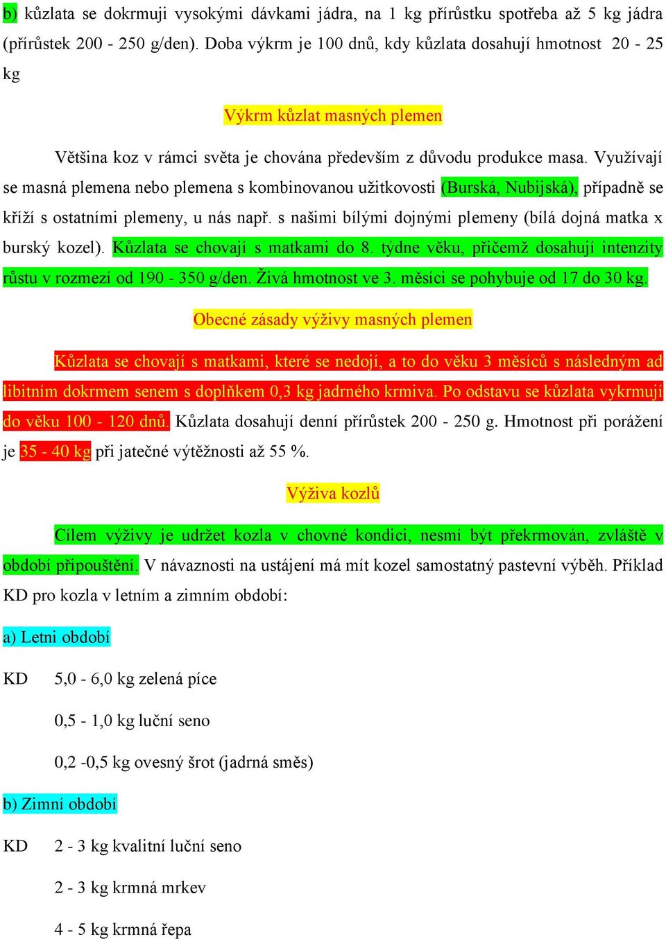 Využívají se masná plemena nebo plemena s kombinovanou užitkovosti (Burská, Nubijská), případně se kříží s ostatními plemeny, u nás např.