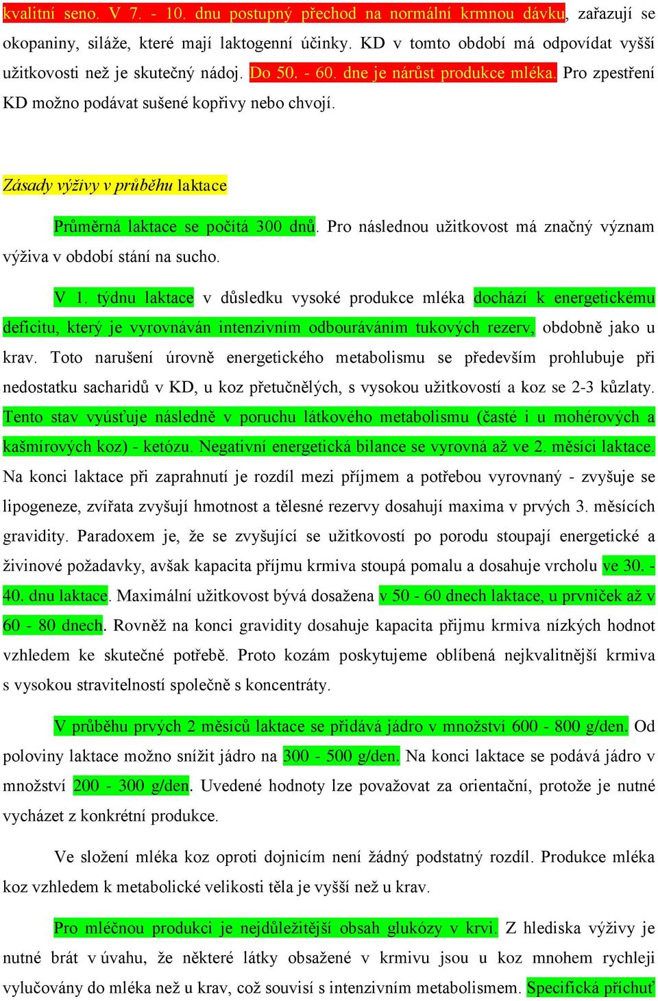 Zásady výživy v průběhu laktace Průměrná laktace se počítá 300 dnů. Pro následnou užitkovost má značný význam výživa v období stání na sucho. V 1.