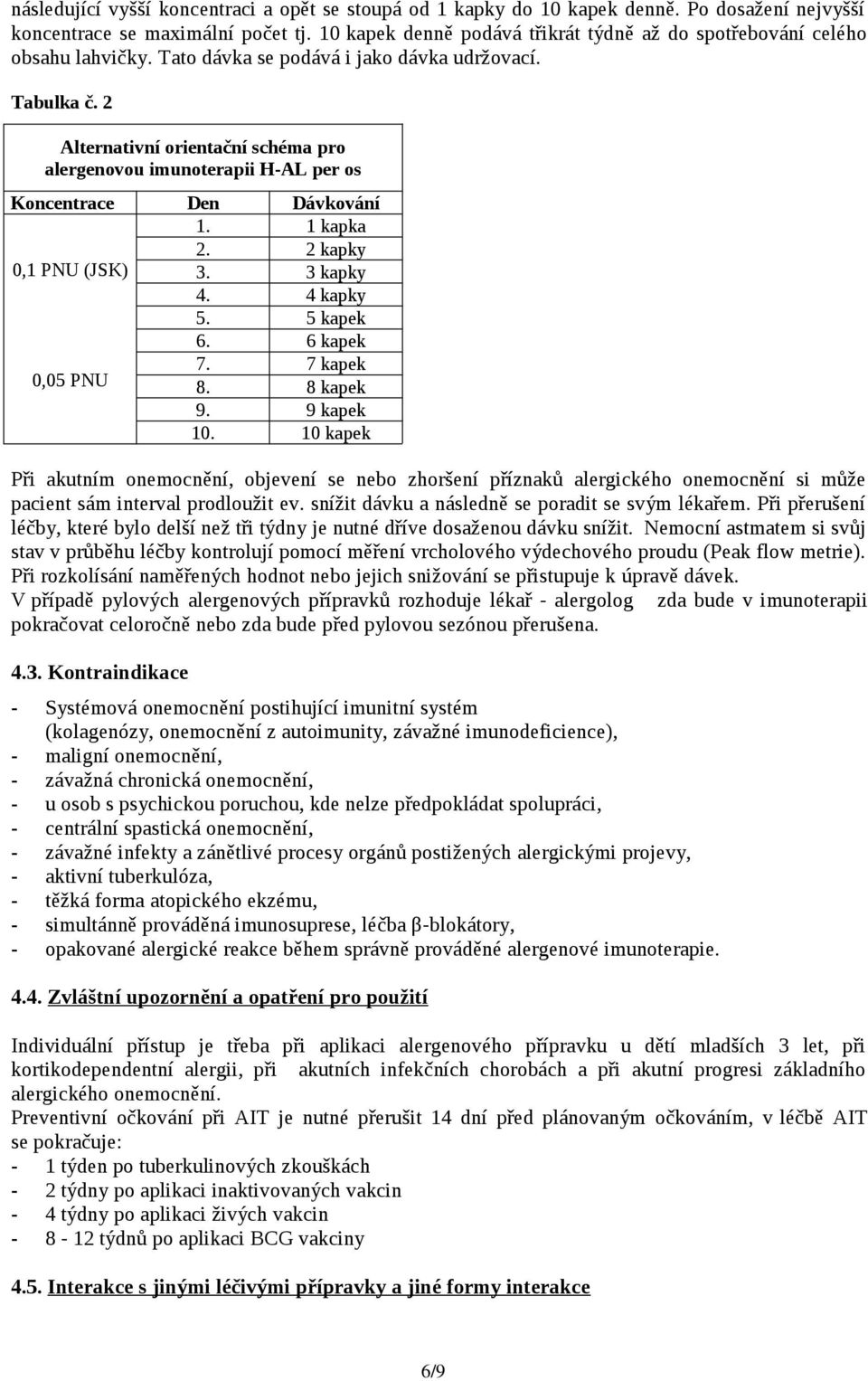 2 Alternativní orientační schéma pro alergenovou imunoterapii H-AL per os Koncentrace Den Dávkování. kapka 2. 2 kapky 0, PNU (JSK) 3. 3 kapky 4. 4 kapky 5. 5 kapek. kapek 0,05 PNU 7. 7 kapek 8.