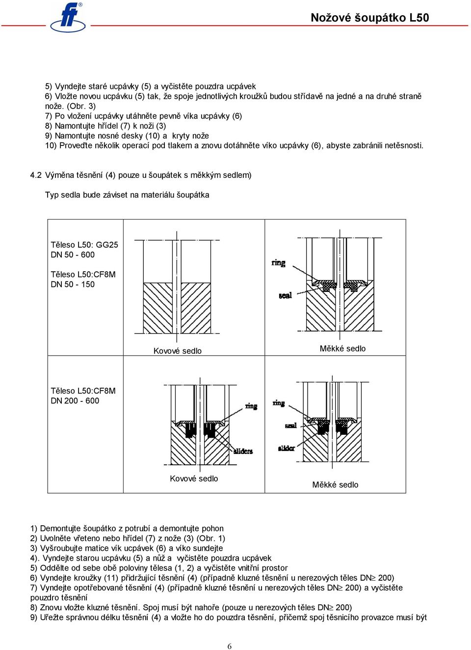 ucpávky (6), abyste zabránili netěsnosti. 4.