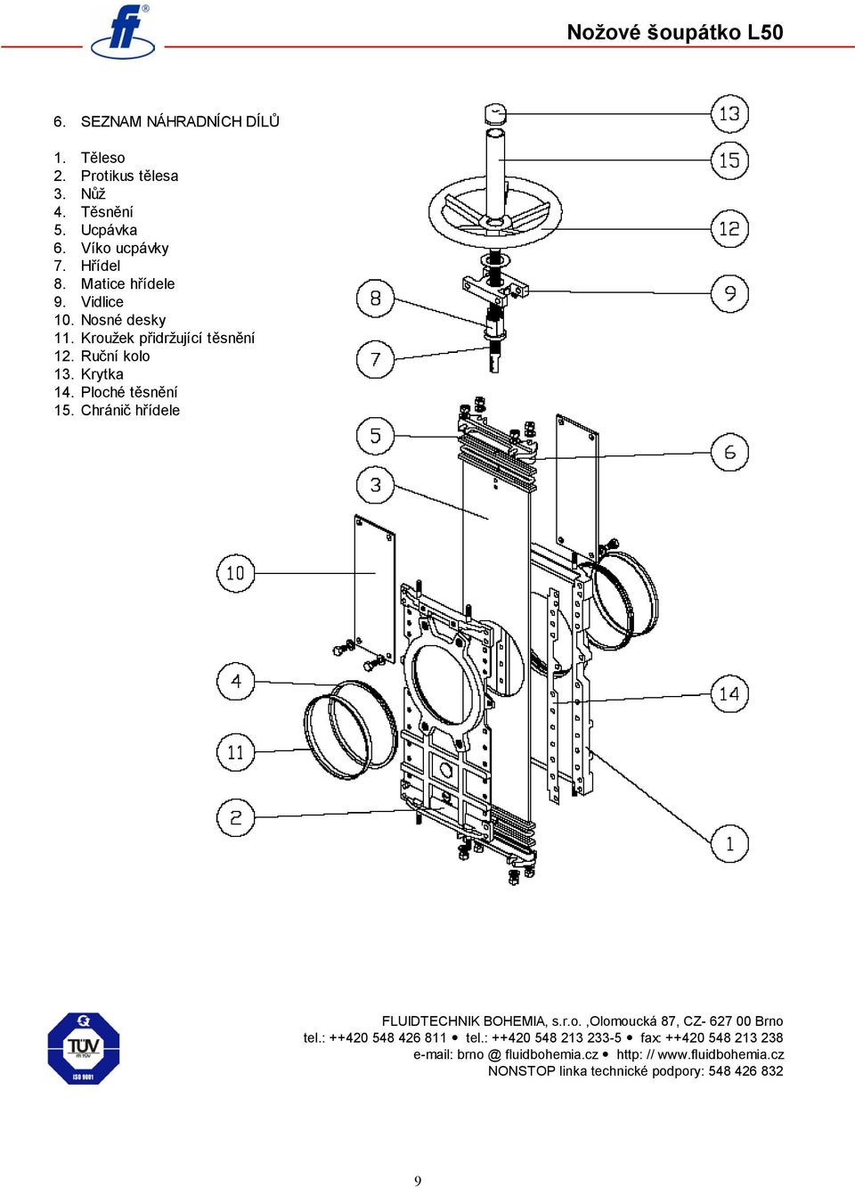 Ploché těsnění 15. Chránič hřídele FLUIDTECHNIK BOHEMIA, s.r.o.,olomoucká 87, CZ- 627 Brno tel.: ++42 548 426 811 tel.