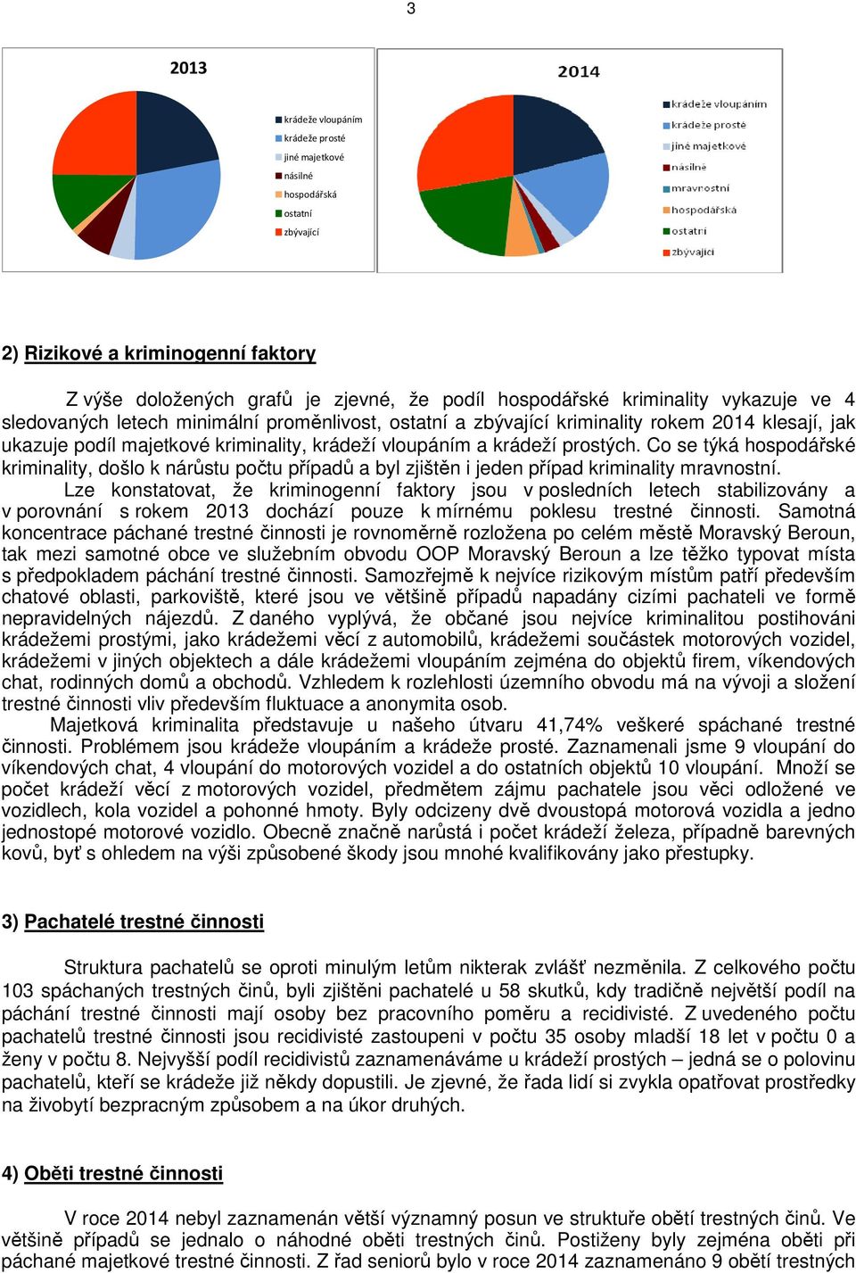 Co se týká hospodářské kriminality, došlo k nárůstu počtu případů a byl zjištěn i jeden případ kriminality mravnostní.