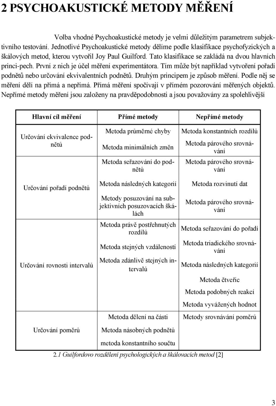 První z nich je účel měření experimentátora. Tím může být například vytvoření pořadí podnětů nebo určování ekvivalentních podnětů. Druhým principem je způsob měření.