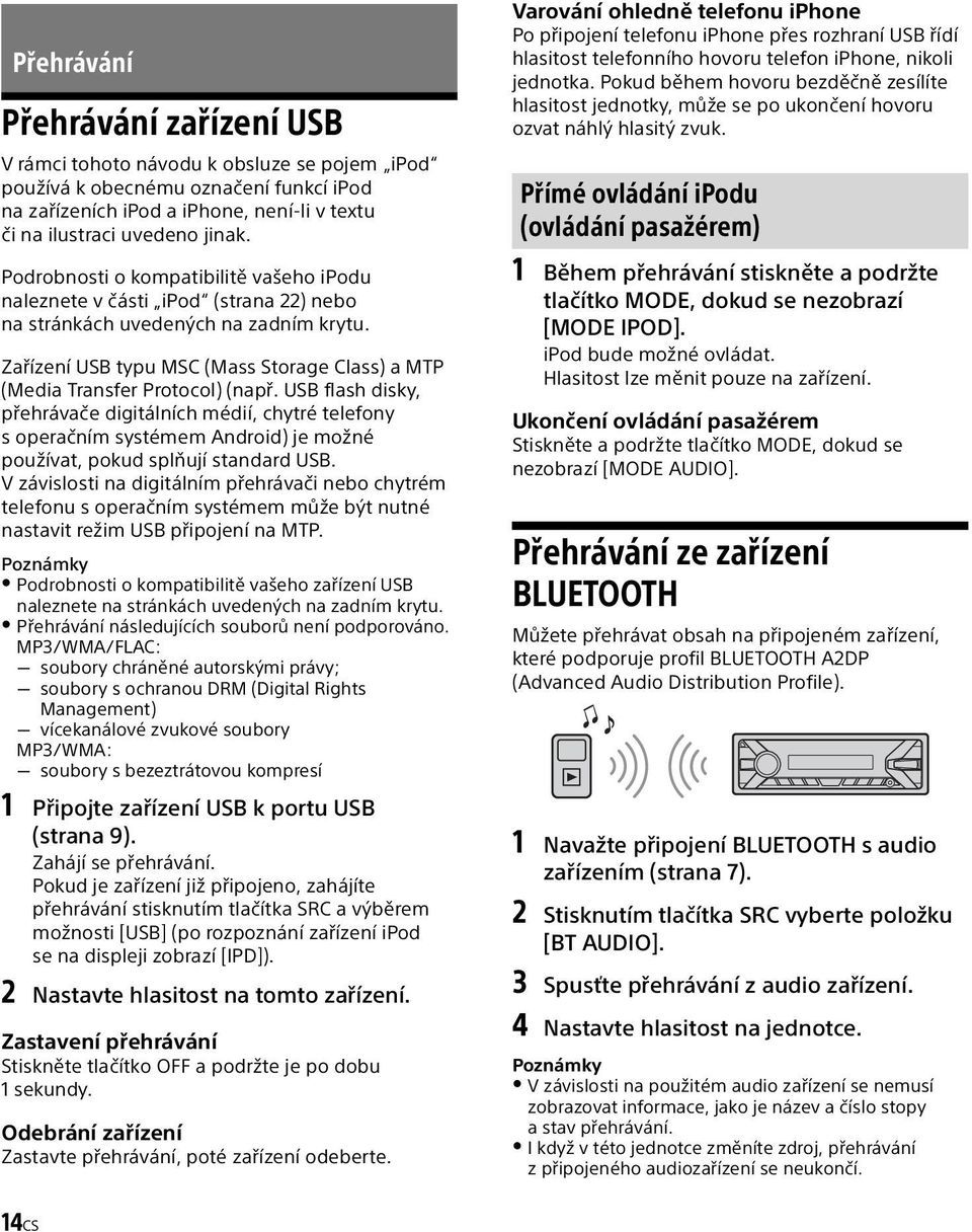 Zařízení USB typu MSC (Mass Storage Class) a MTP (Media Transfer Protocol) (např.
