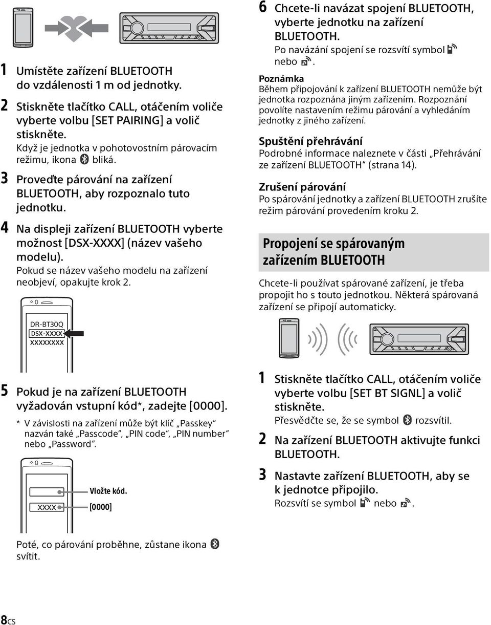 4 Na displeji zařízení BLUETOOTH vyberte možnost [DSX-XXXX] (název vašeho modelu). Pokud se název vašeho modelu na zařízení neobjeví, opakujte krok 2.