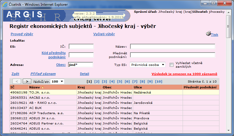 Registr ekonomických subjektů RES Pro výběr dodavatelů nezbytných dodávek je použit číselník RES obdržený z Českého statistického úřadu.