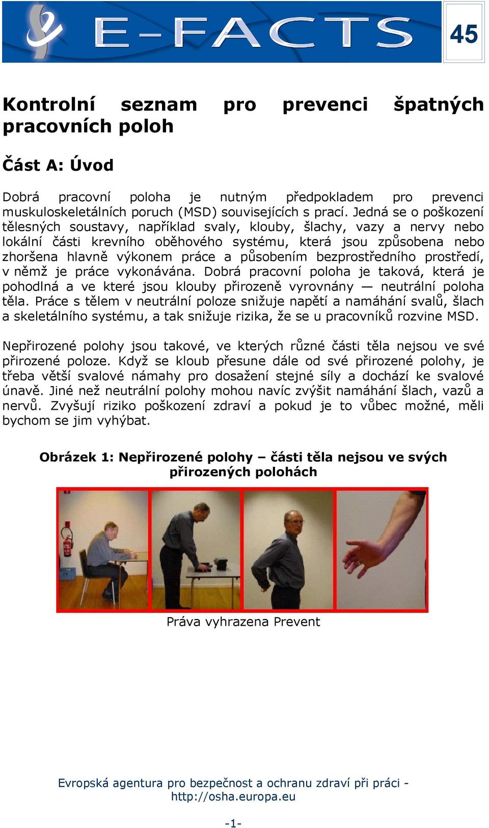 působením bezprostředního prostředí, v němž je práce vykonávána. Dobrá pracovní poloha je taková, která je pohodlná a ve které jsou klouby přirozeně vyrovnány neutrální poloha těla.