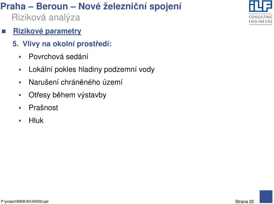 Lokální pokles hladiny podzemní vody Narušení