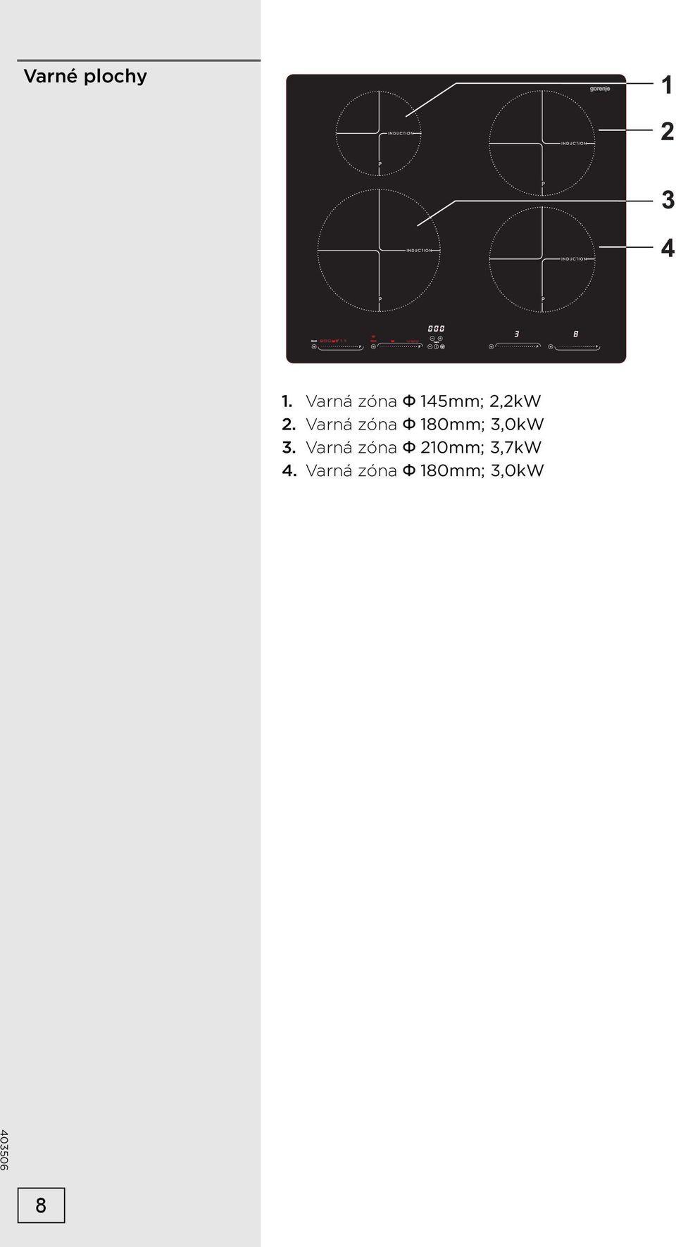 Varná zóna Φ 180mm; 3,0kW 3.