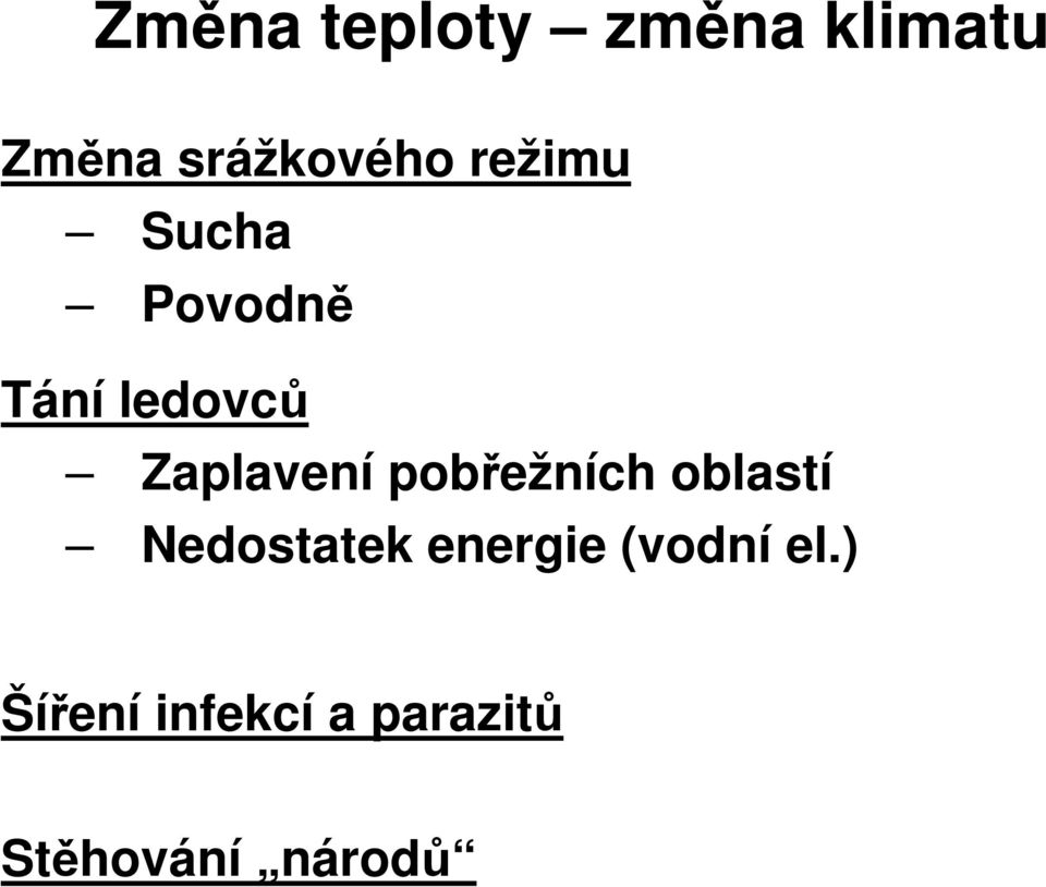 pobežních oblastí Nedostatek energie