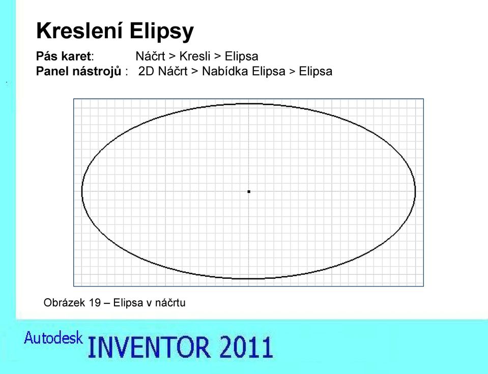 : 2D Náčrt > Nabídka Elipsa >