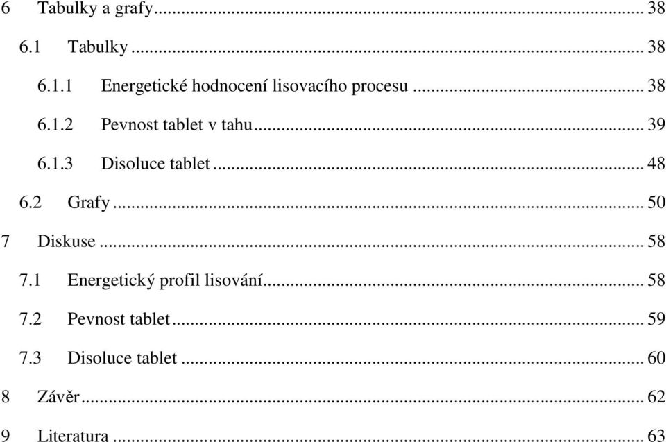 .. 50 7 Diskuse... 58 7.1 Energetický profil lisování... 58 7.2 Pevnost tablet.