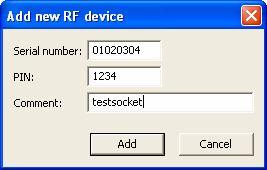 Pro vyhledání RF zařízení musíme nejdřív definovat RF device list. Stikneme toto tlačítko a zobrazí se následující tabulka.