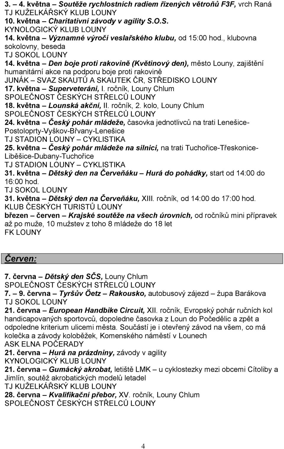 ročník, Louny Chlum 18. května Lounská akční, II. ročník, 2. kolo, Louny Chlum 24.