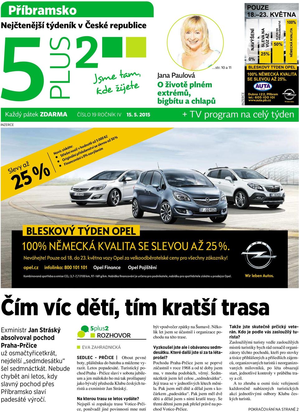 Nebude chybět ani letos, kdy slavný pochod přes Příbramsko slaví padesáté výročí. 5plus2 ROZHOVOR EVA ZAHRADNICKÁ SEDLEC - PRČICE Obout pevné boty,pláštěnku do batohu amůžeme vyrazit.