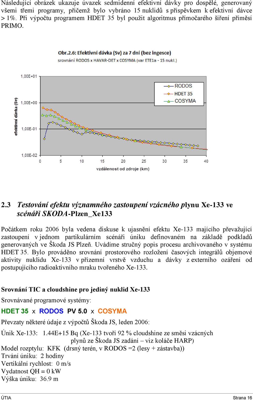3 Testování efektu významného zastoupení vzácného plynu Xe-133 ve scénáři SKODA-Plzen_Xe133 Počátkem roku 2006 byla vedena diskuse k ujasnění efektu Xe-133 majícího převažující zastoupení v jednom