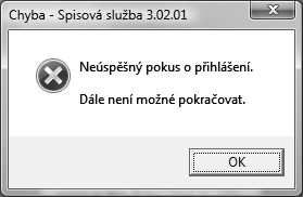 následujícímu chybovému hlášení, protože v takovém případě proběhlo spojení klienta s