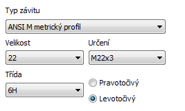 počet závitů Třída: je vybírána jen u jistého typu a velikosti závitů Směr: určen doleva či doprava, avšak pouze jako doplňující informace, na výkresu se směr nezmění Tabulku