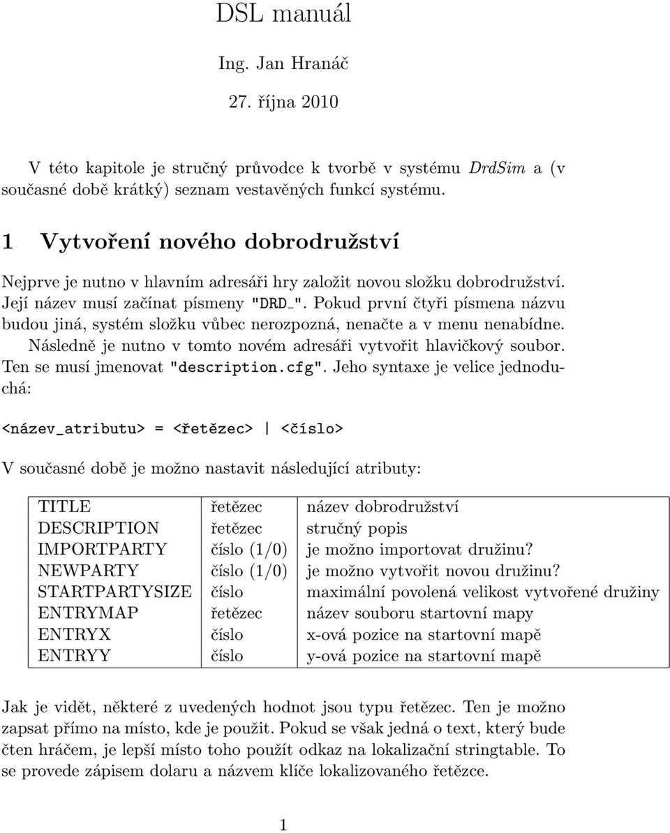 Pokud první čtyři písmena názvu budou jiná, systém složku vůbec nerozpozná, nenačte a v menu nenabídne. Následně je nutno v tomto novém adresáři vytvořit hlavičkový soubor.
