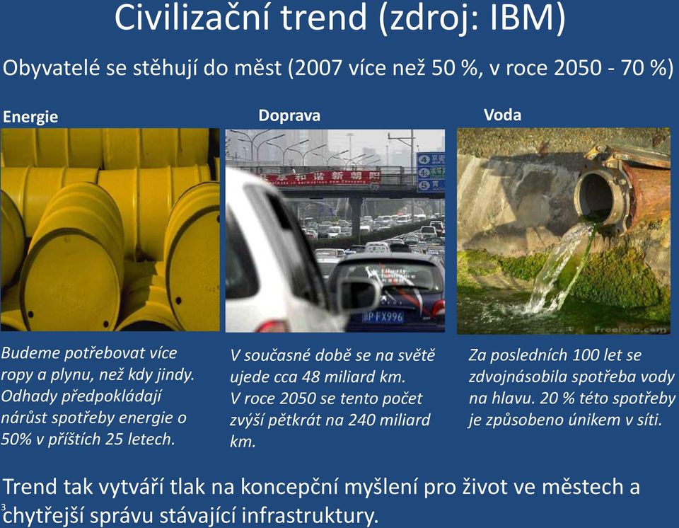 V současné době se na světě ujede cca 48 miliard km. V roce 2050 se tento počet zvýší pětkrát na 240 miliard km.