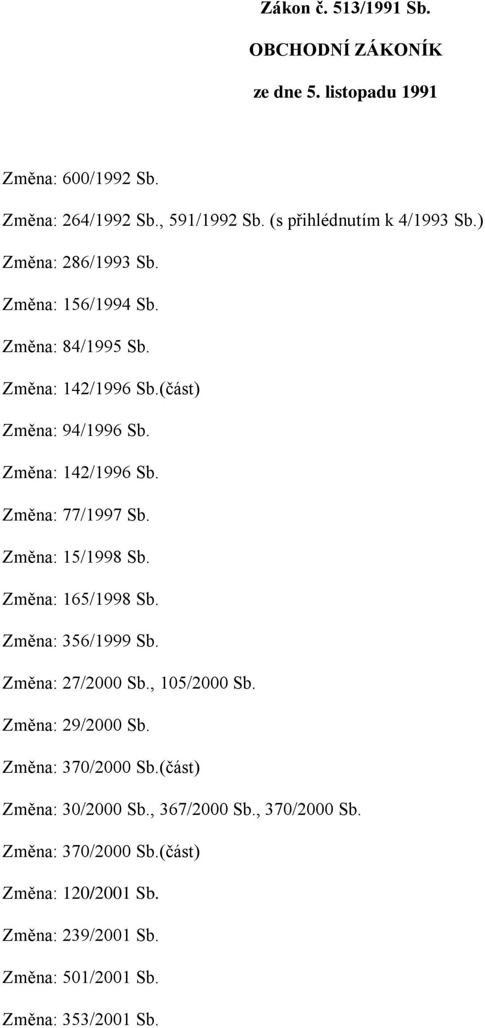 Změna: 142/1996 Sb. Změna: 77/1997 Sb. Změna: 15/1998 Sb. Změna: 165/1998 Sb. Změna: 356/1999 Sb. Změna: 27/2000 Sb., 105/2000 Sb.